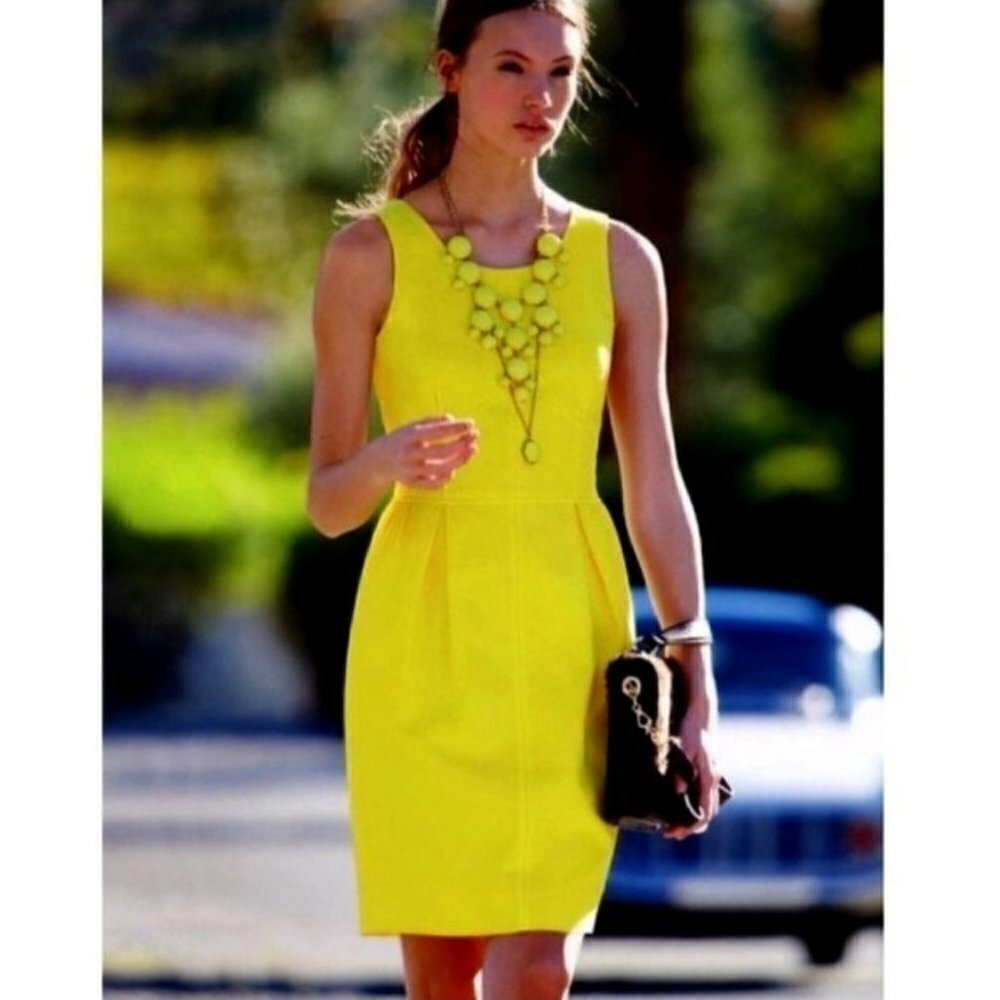 J.Crew Neon Yellow Textured Cotton Sleeveless Tulip Dress 2 Style 50344